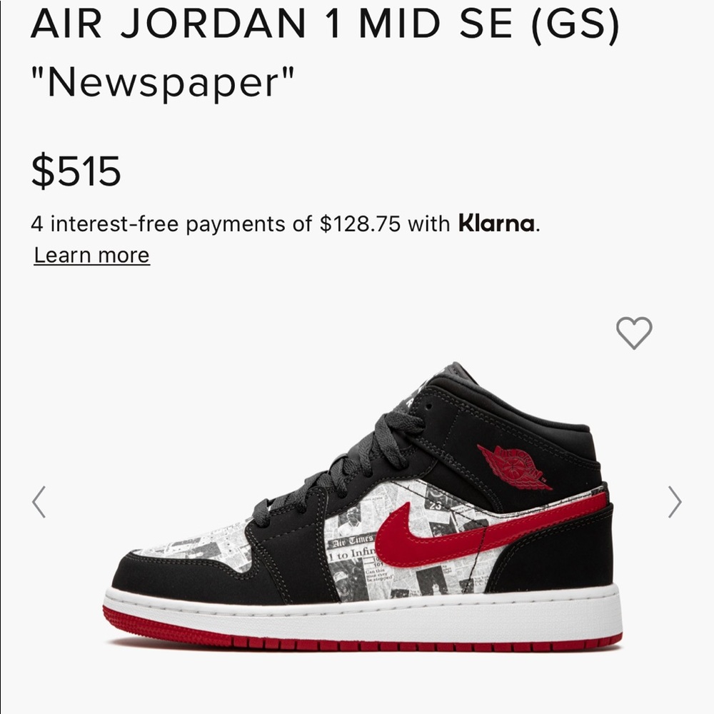 AIR JORDAN 1 MID SE (GS) “newspaper”